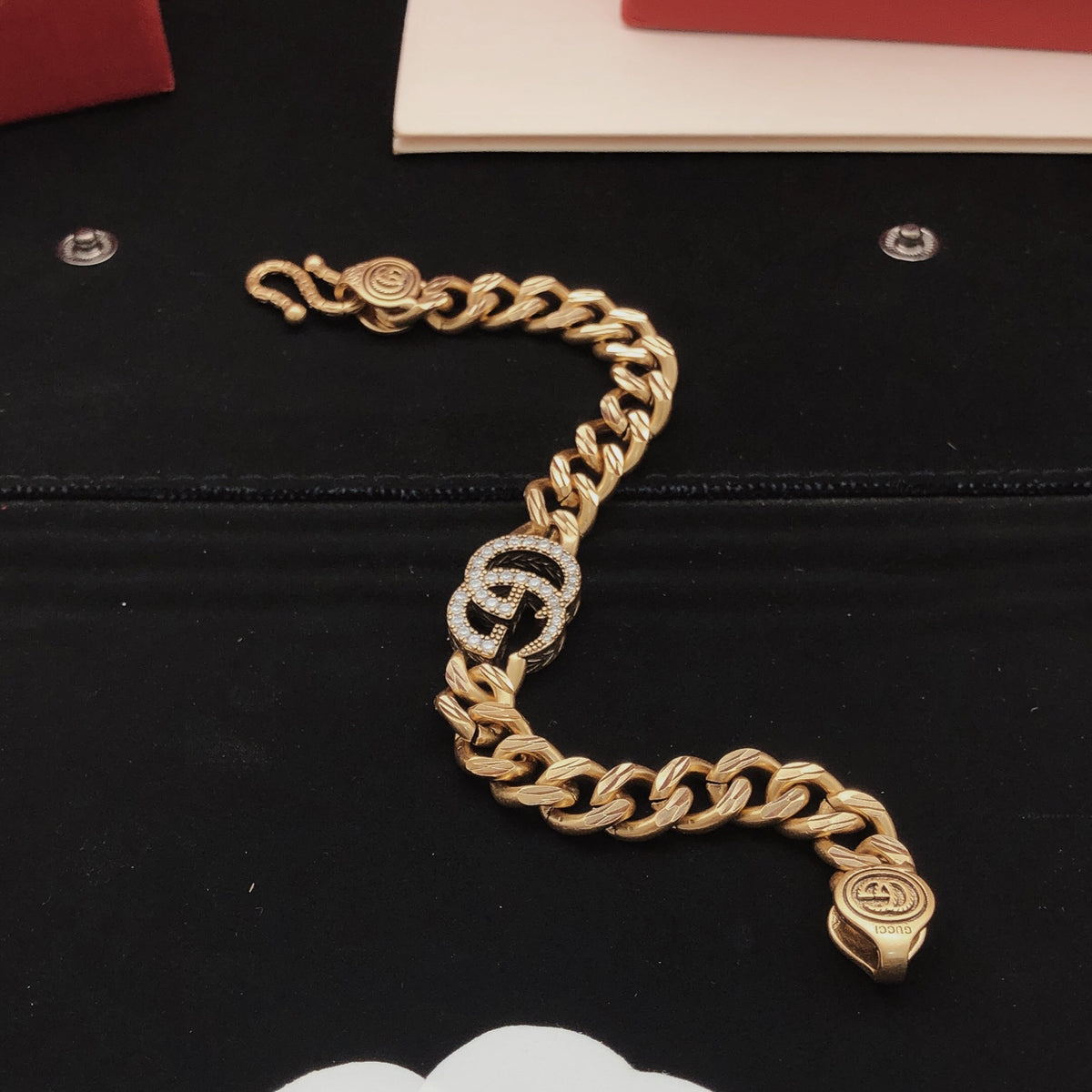 Geometric Emblem Bracelet in Gold-Tone – Design 005 detail view