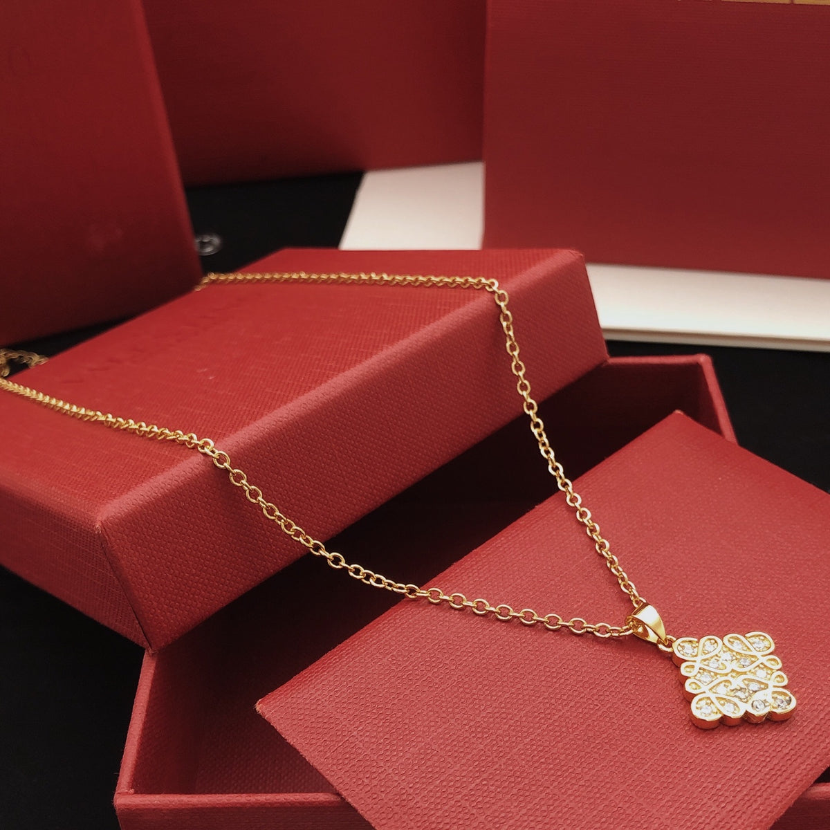 Sculptural Pendant Necklace in Polished Metal-Tone – Design 01 front view