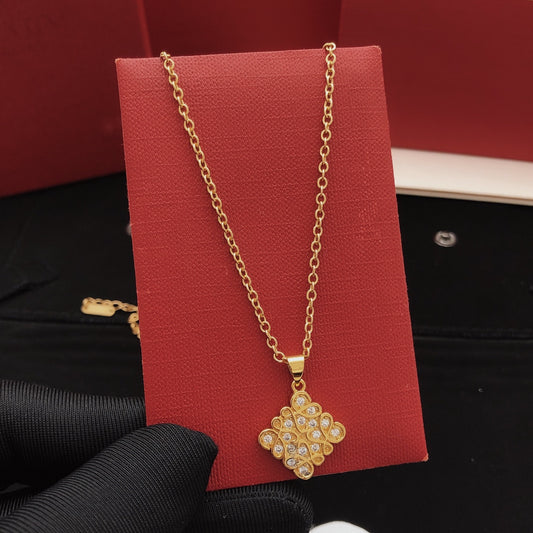 Sculptural Pendant Necklace in Polished Metal-Tone – Design 01 main product view