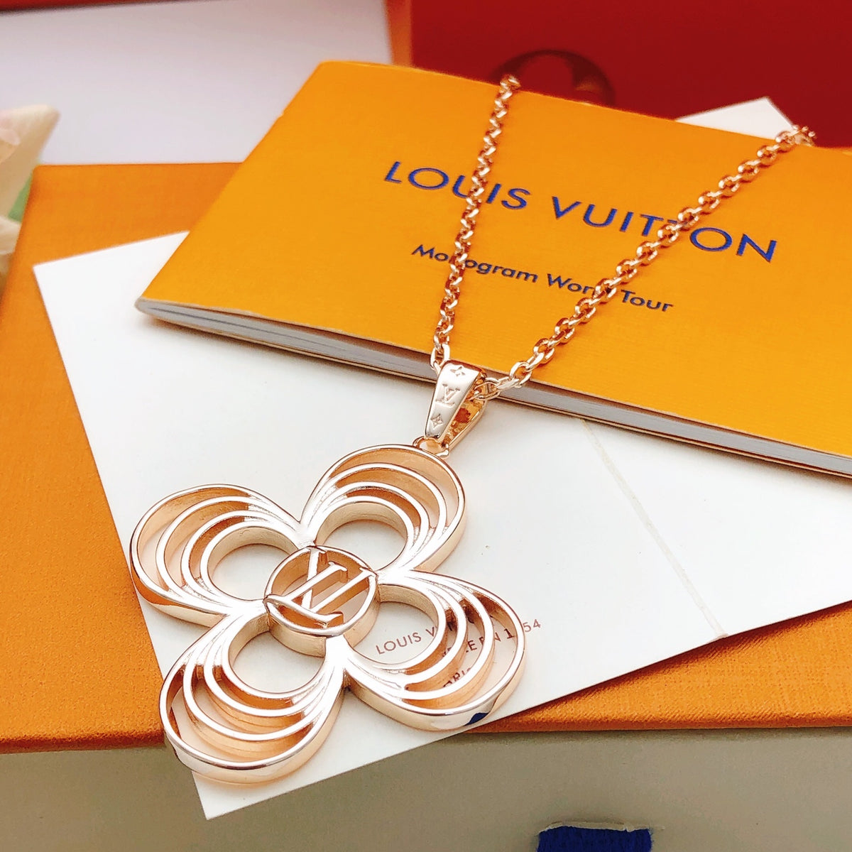 Floral Pendant Necklace in Rose-Gold-Tone – Rose Gold Detail main product view