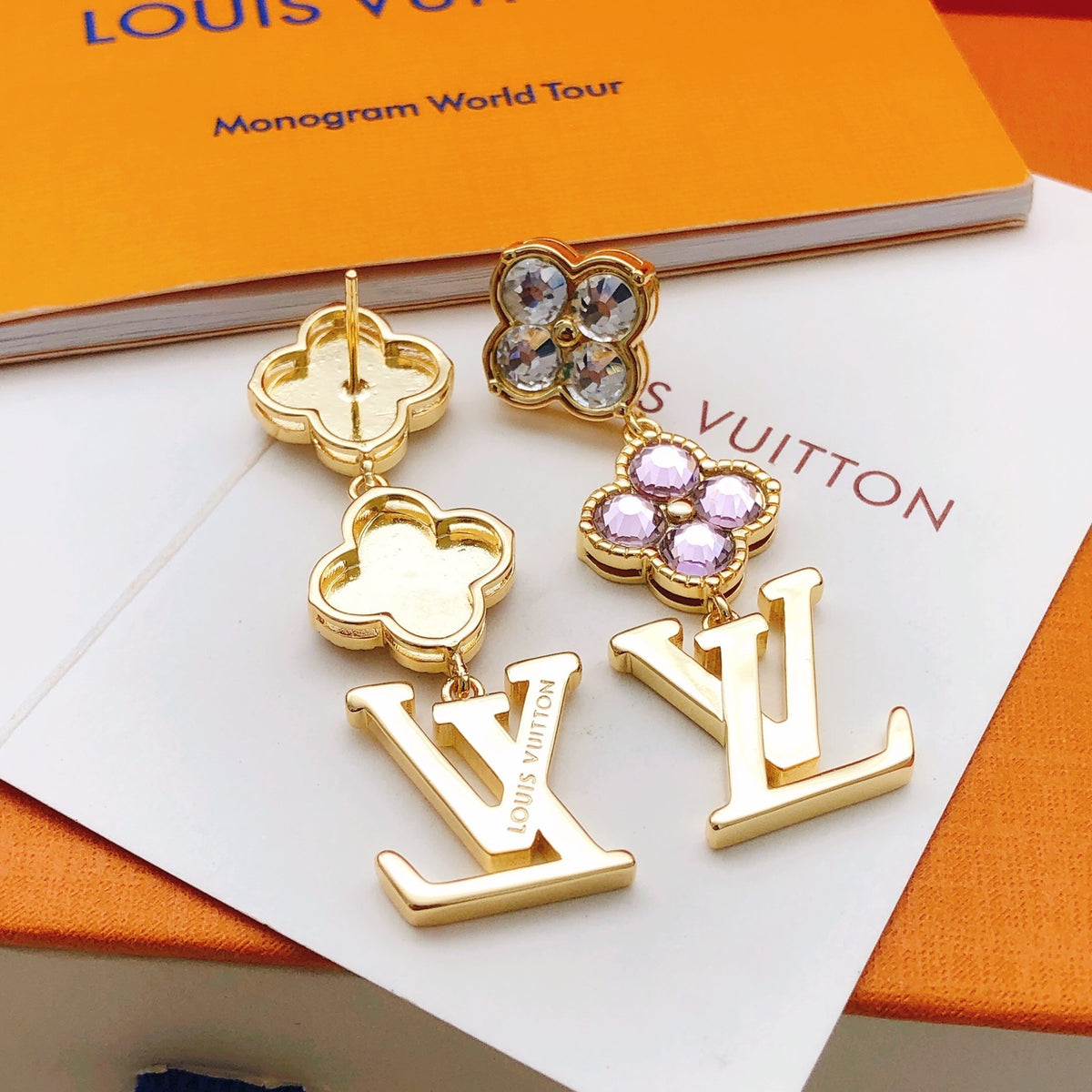 Floral Stud Earrings in Gold-Tone – Design 004 close-up detail