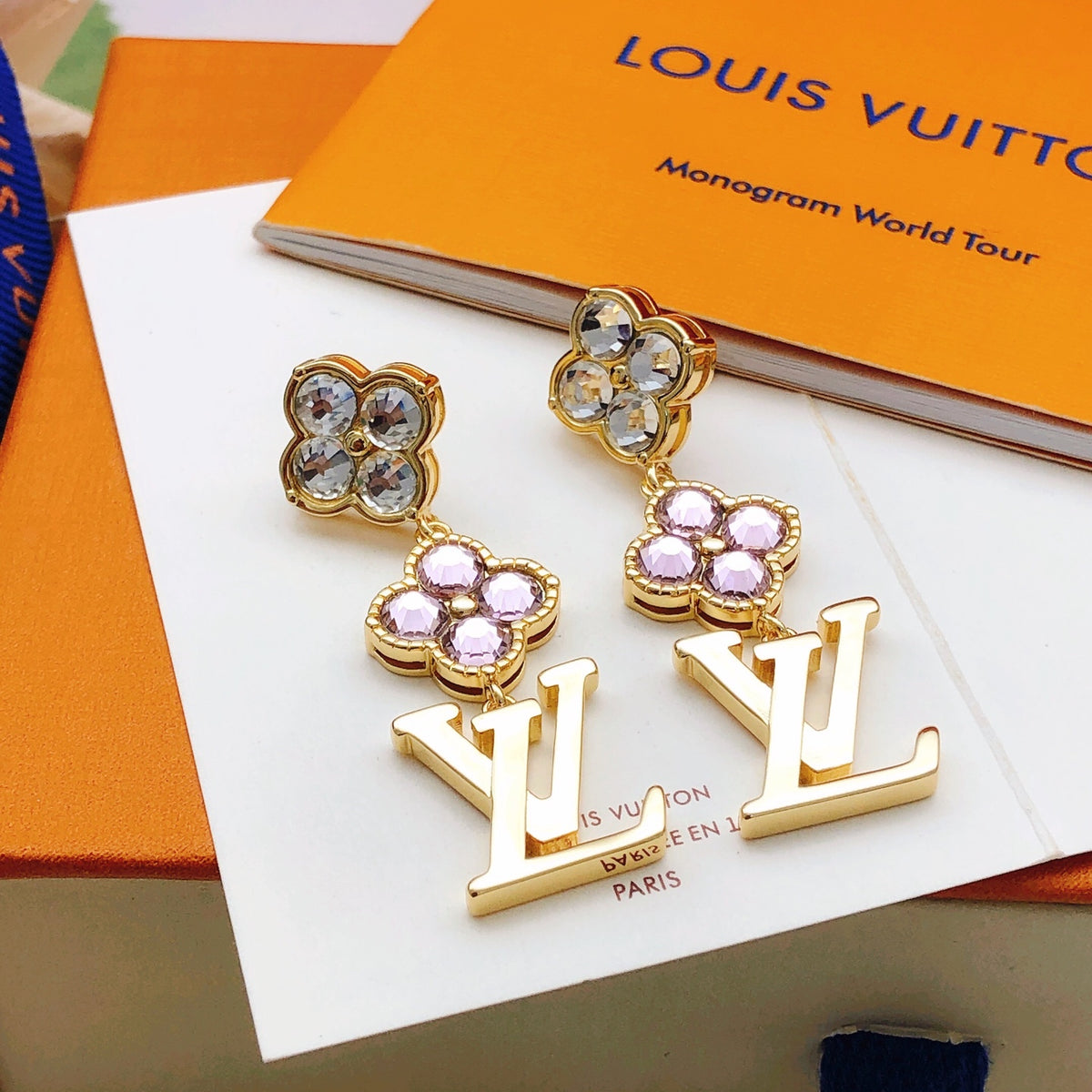 Floral Stud Earrings in Gold-Tone – Design 004 side detail
