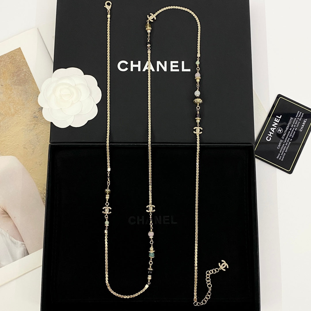 Double-C Emblem Crystal-Accent Pendant Necklace – Design 041 side detail