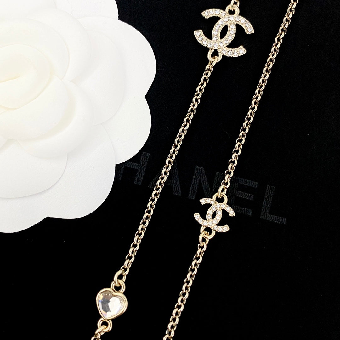 Double-C Emblem Pearl-Detail Pendant Necklace – Pearl Detail – Design 085 detail view