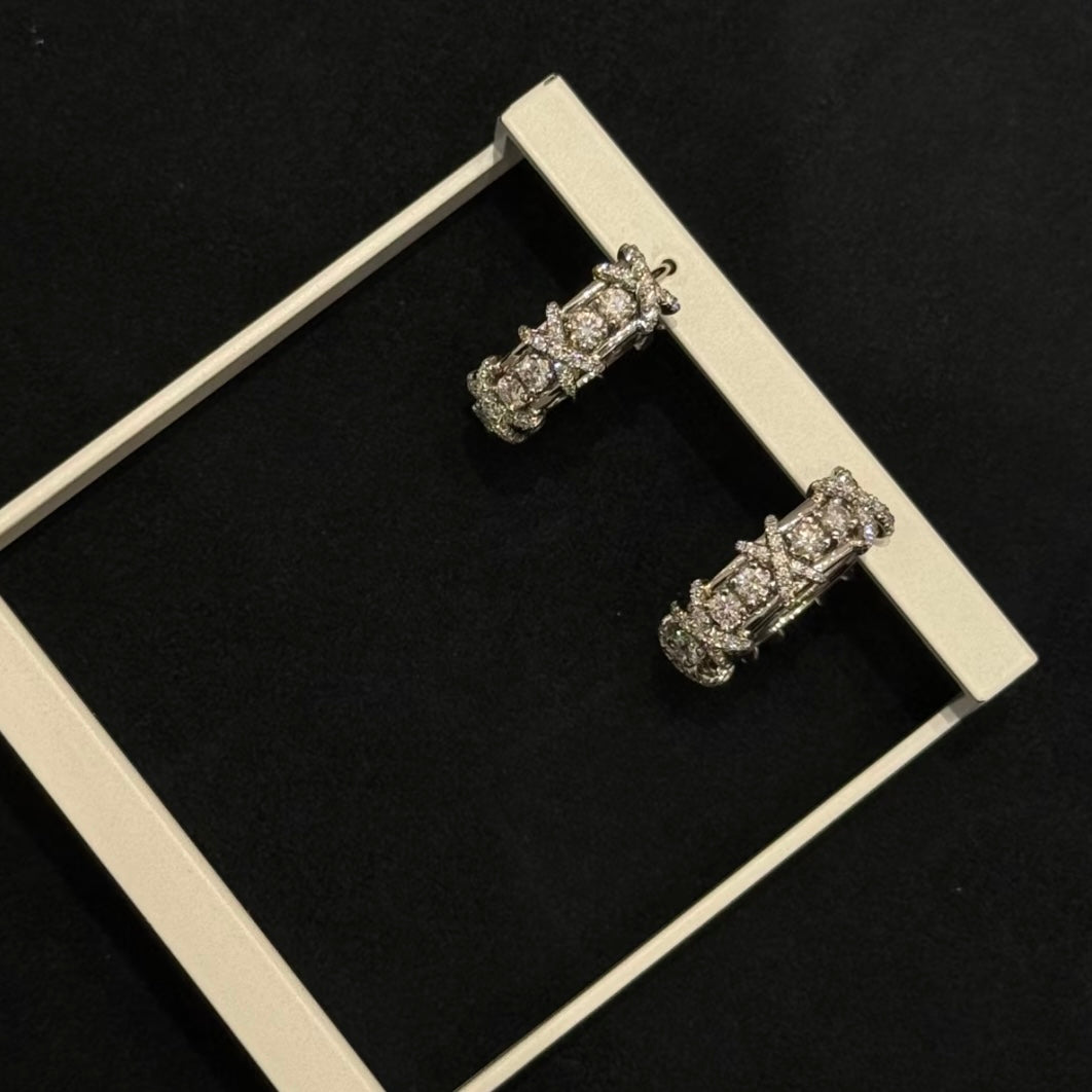 Signature Emblem Crystal-Accent Stud Earrings – Design 024 main product view