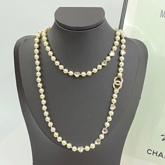 Heart Pearl-Detail Pendant Necklace – Pearl Detail – Design 007 main product view