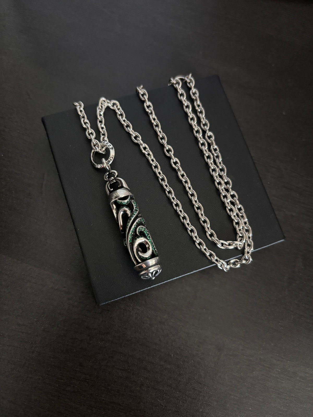 Gothic Emblem Pendant Necklace in Metal-Tone – Design 46 side detail