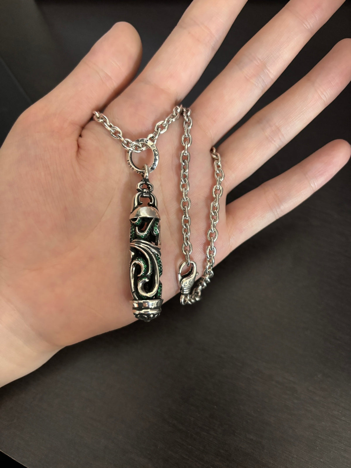 Gothic Emblem Pendant Necklace in Metal-Tone – Design 46 close-up detail