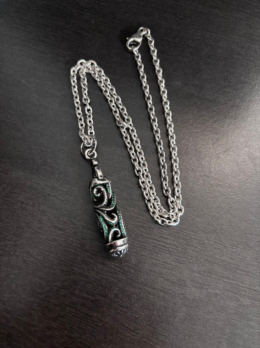 Gothic Emblem Pendant Necklace in Metal-Tone – Design 46 main product view