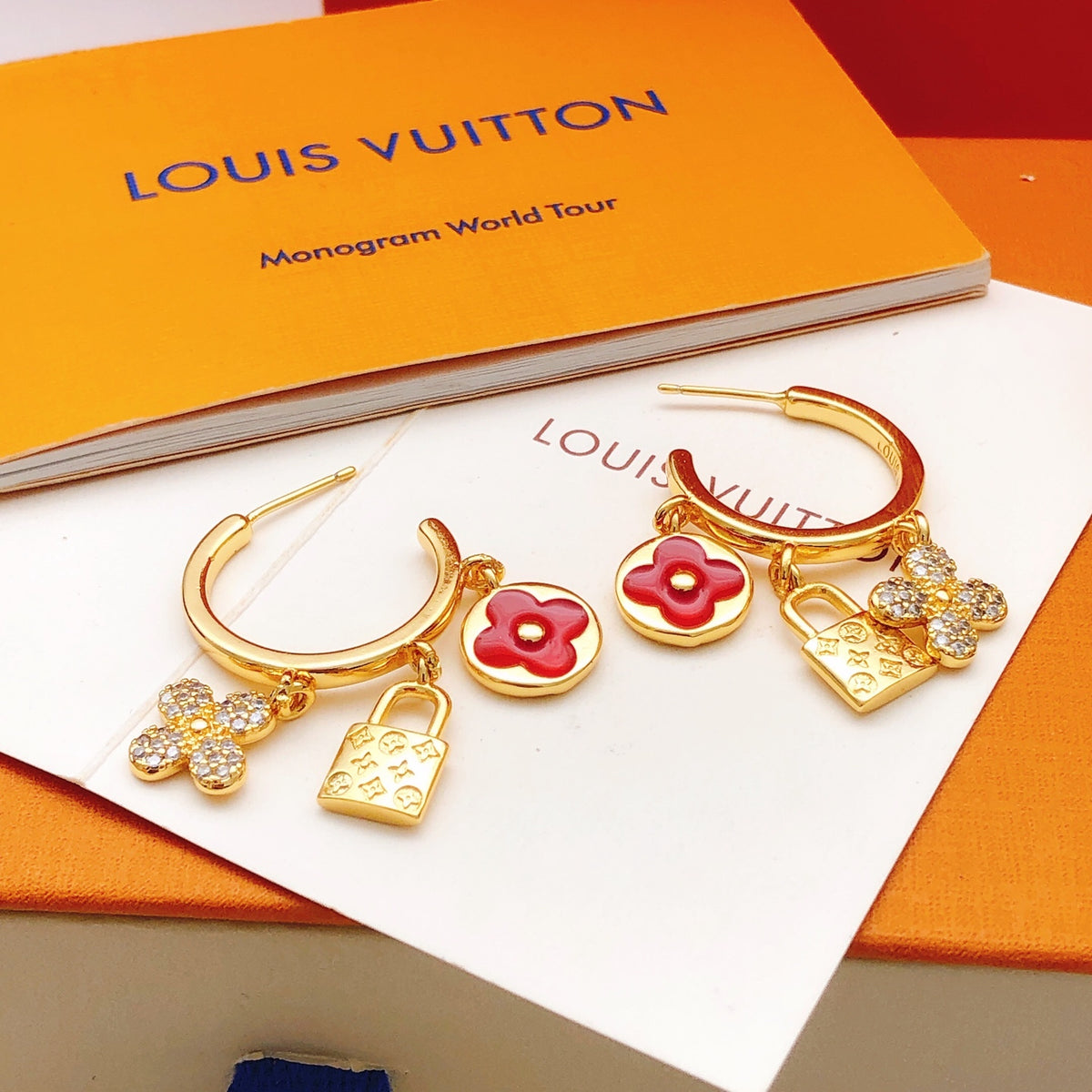Lock Statement Earrings in Gold-Tone detail view