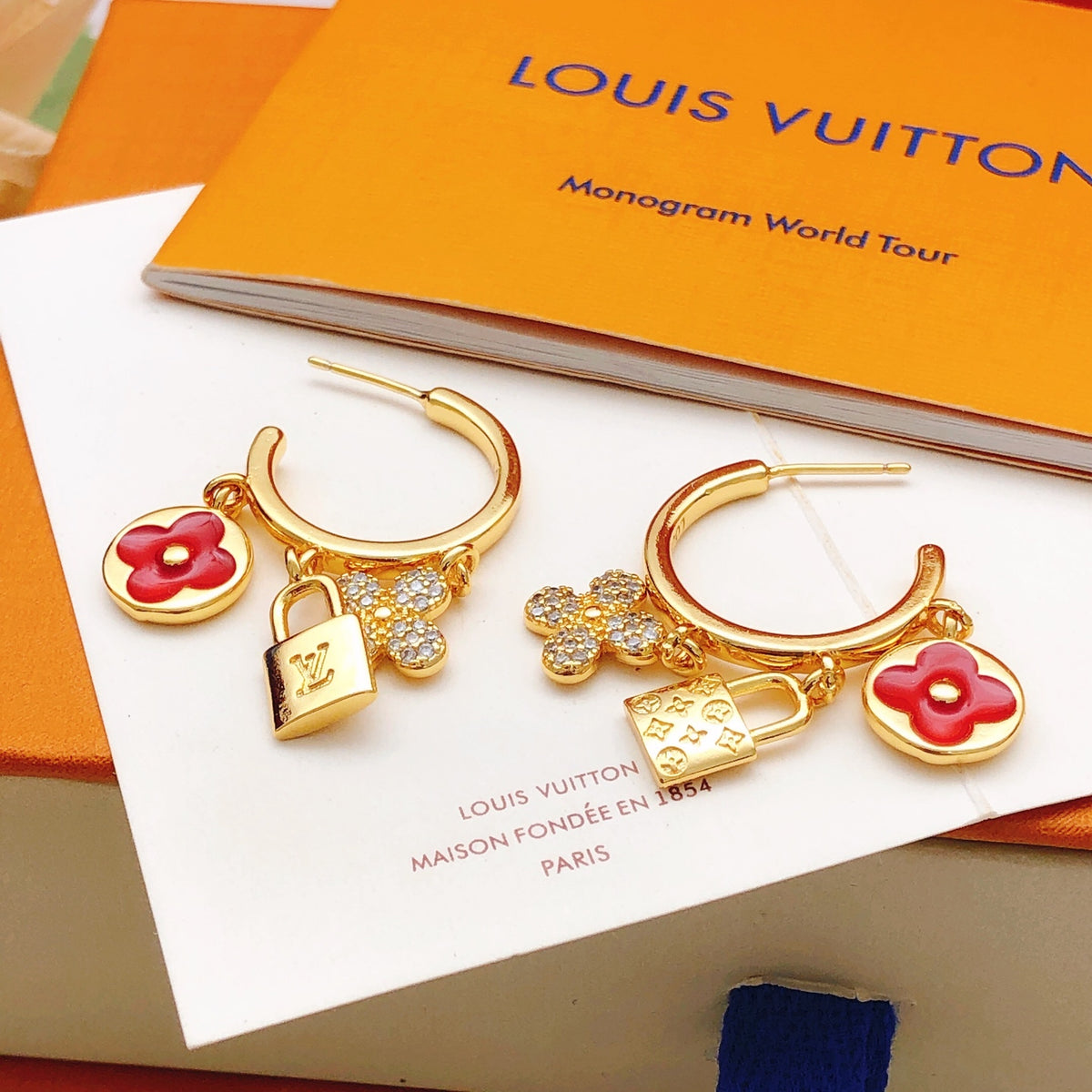 Lock Statement Earrings in Gold-Tone front product view