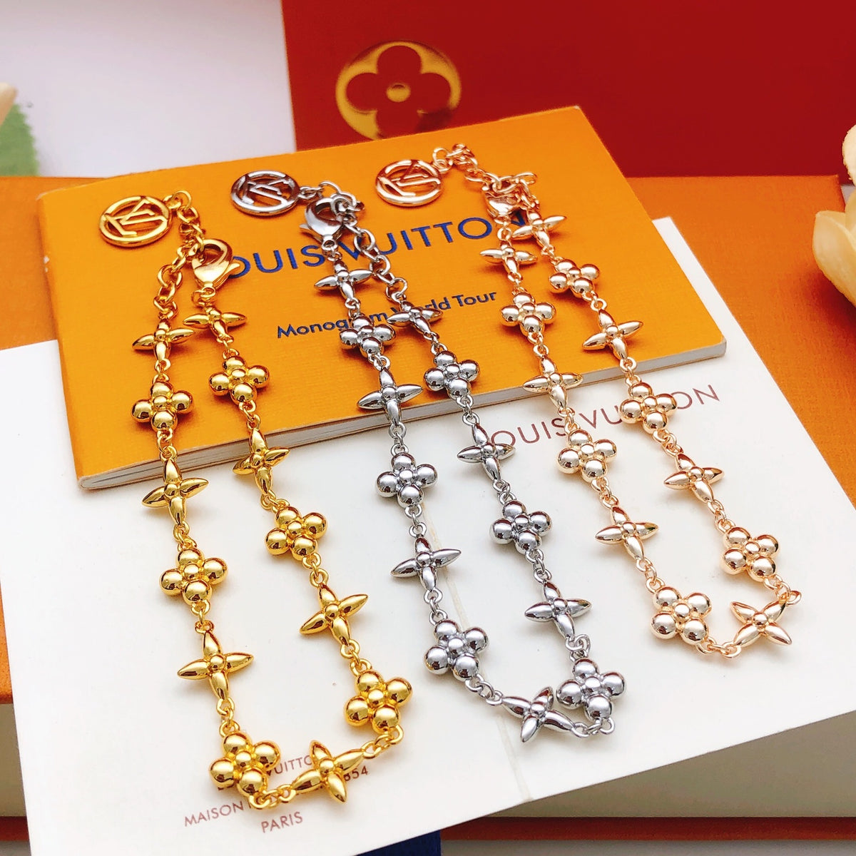 Geometric Emblem Bracelet in Silver-Tone – Silver Detail – Design 020 styled product view