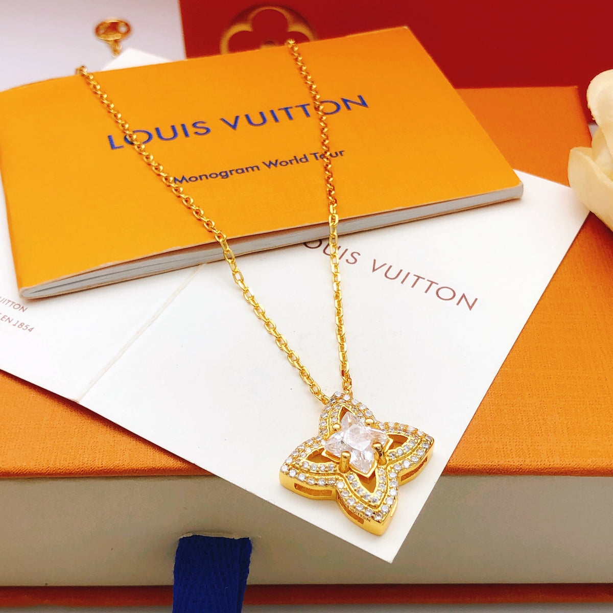 Geometric Emblem Pendant Necklace in Gold-Tone – Design 025 main product view