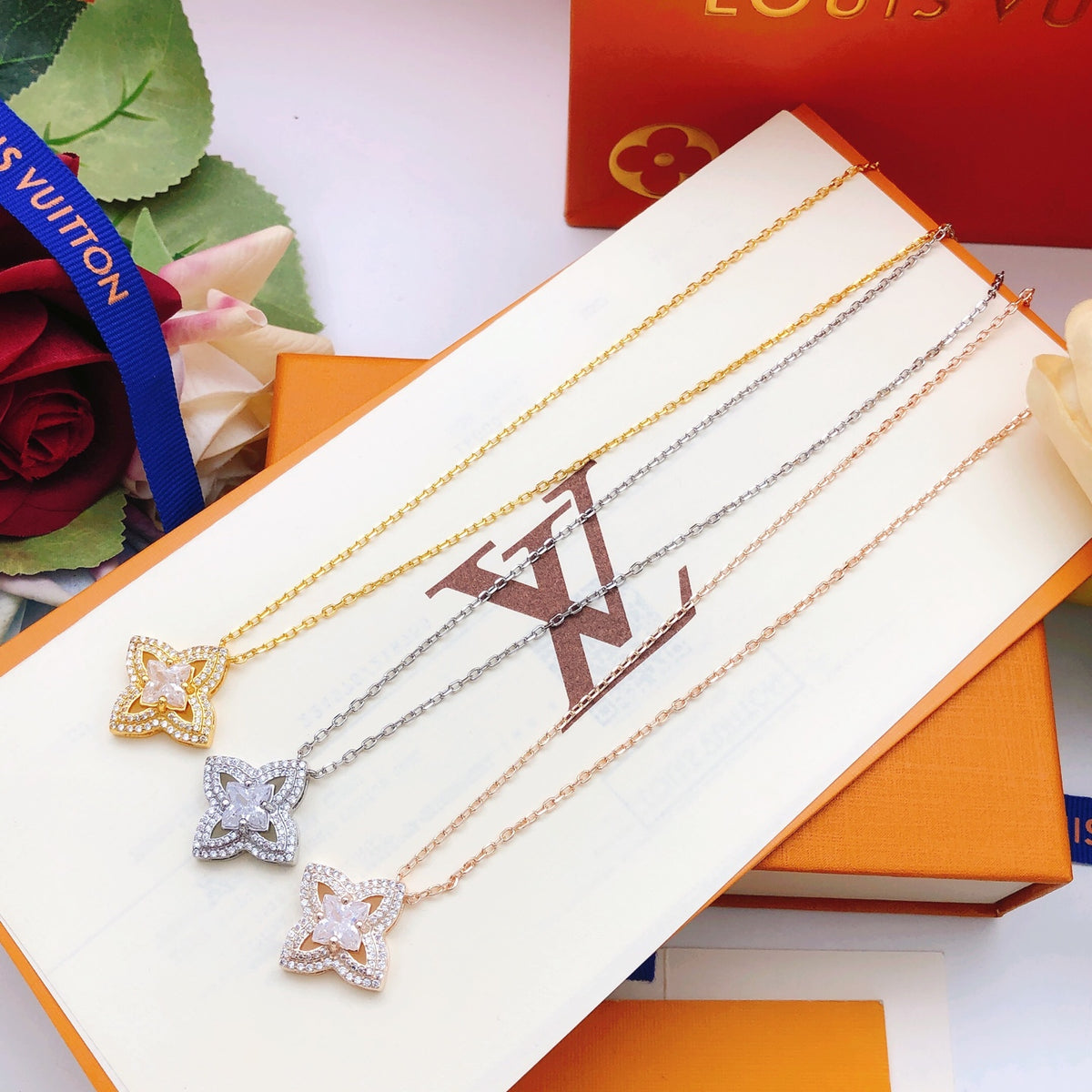 Geometric Emblem Pendant Necklace in Gold-Tone – Design 025 detail view