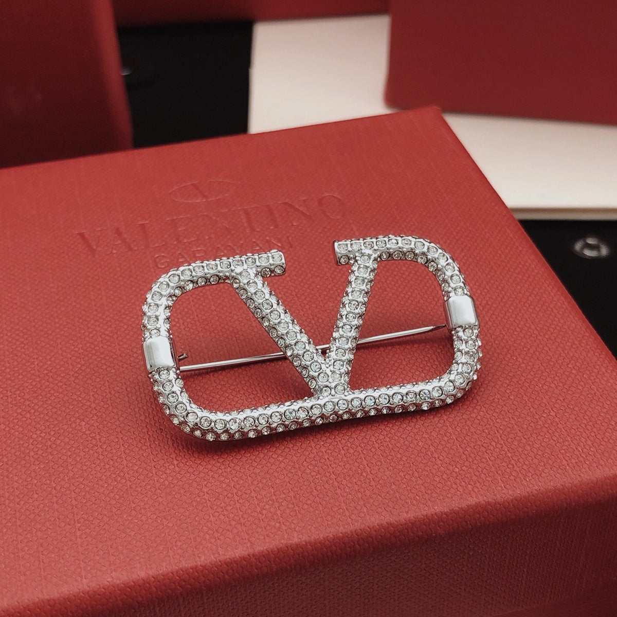 Signature Emblem Crystal-Accent Brooch front view