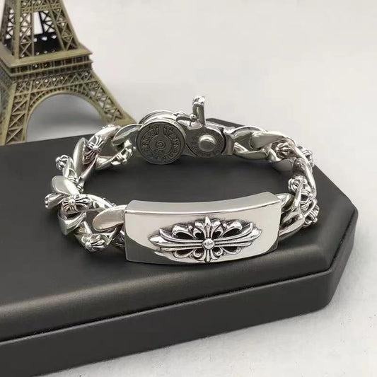 Cross Statement Bracelet in Antique Silver-Tone – Design 04 main product view