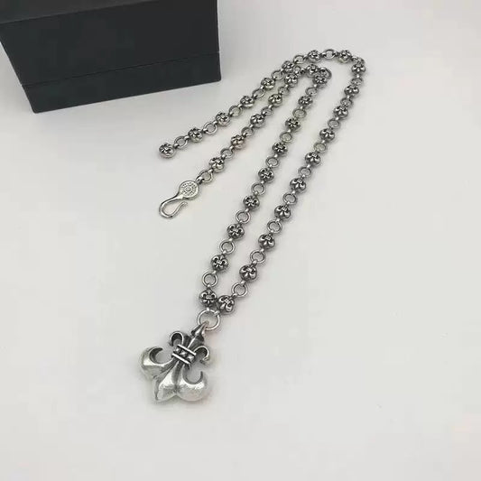 Fleur-de-Lis Pendant Necklace in Antique Silver-Tone main product view