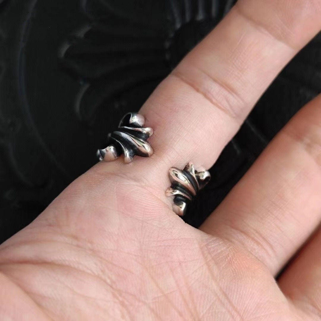 Cross Statement Ring in Antique Silver-Tone – Design 02 styled product view