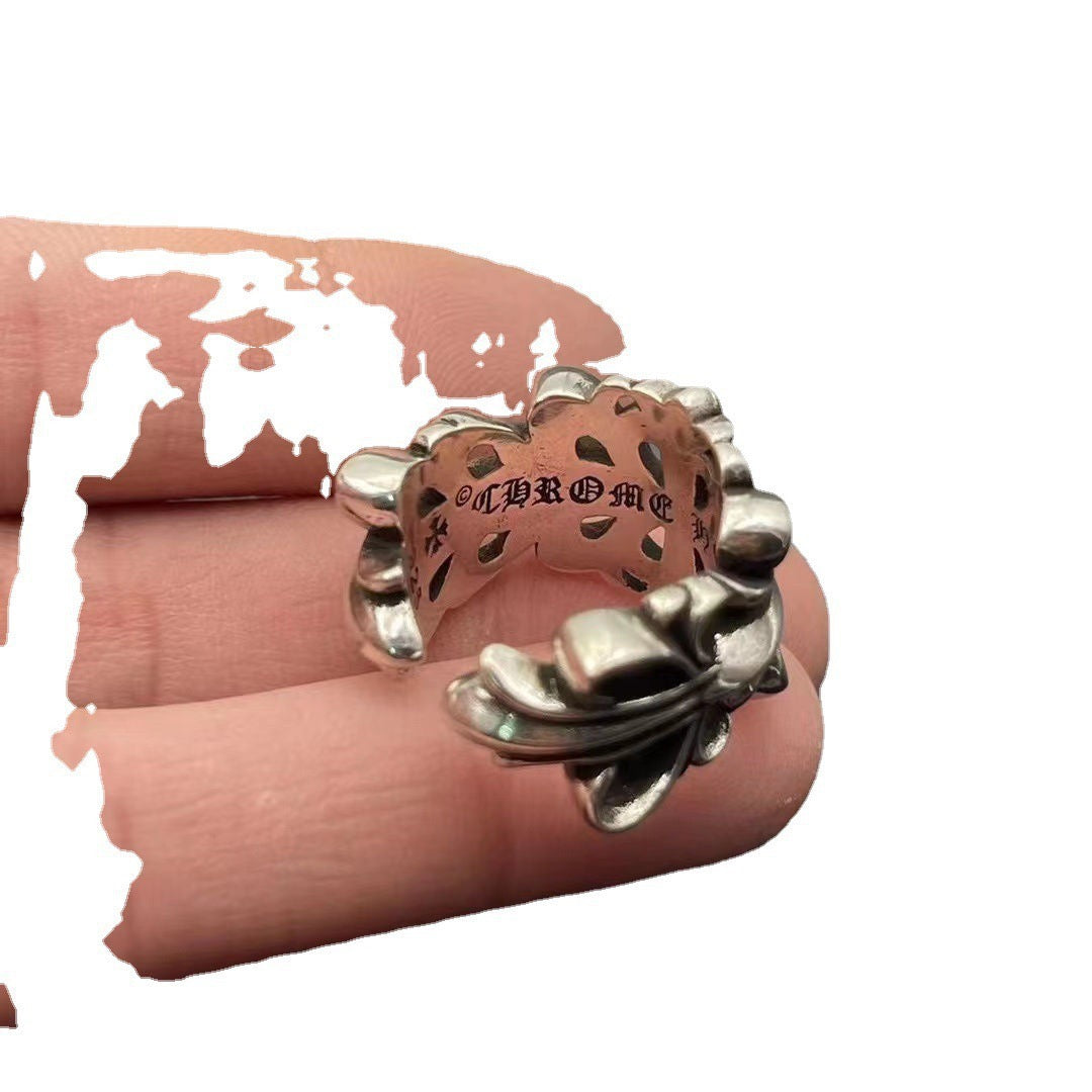 Cross Statement Ring in Antique Silver-Tone – Design 02 front product view