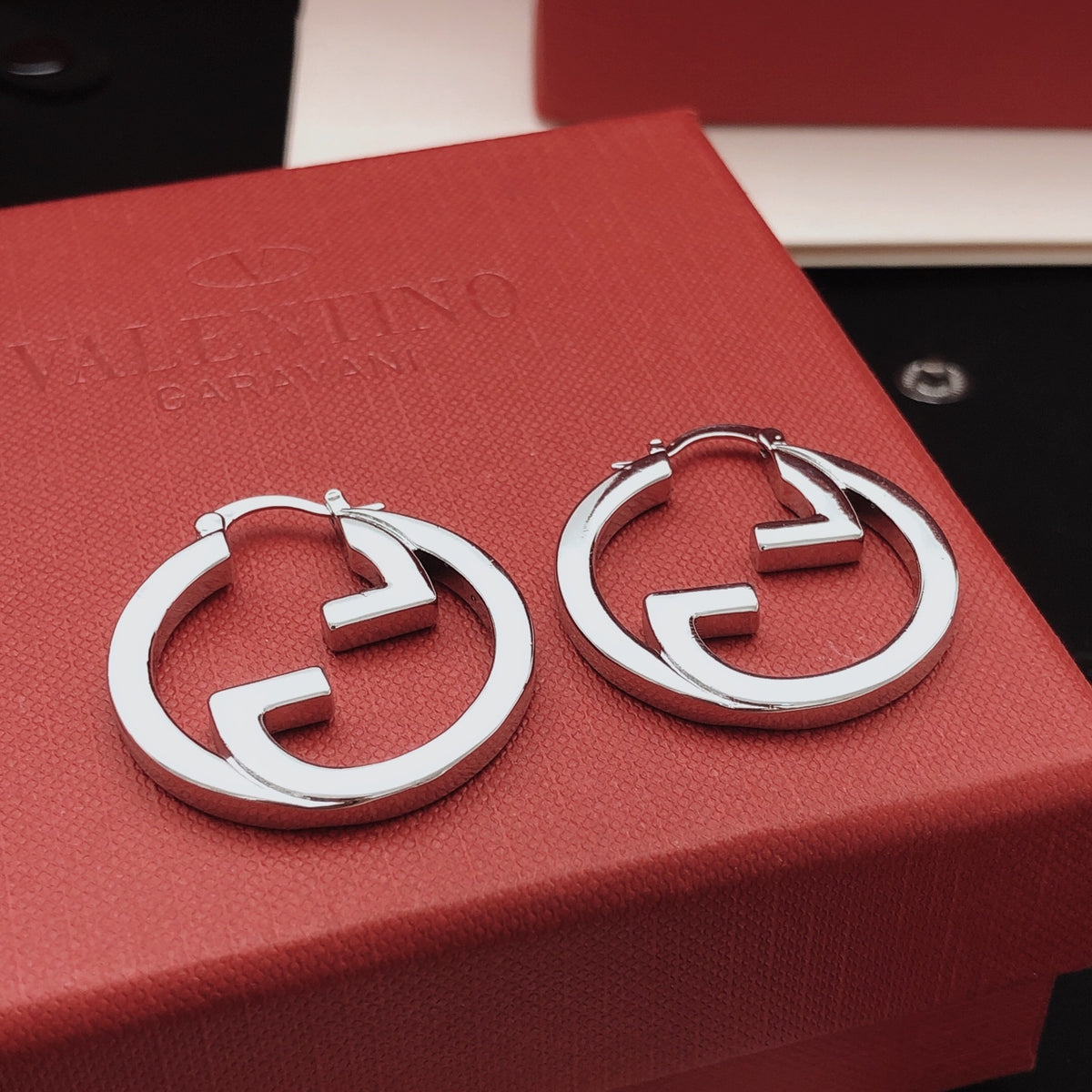 Geometric Emblem Statement Earrings in Gold-Tone – Design 002 side detail