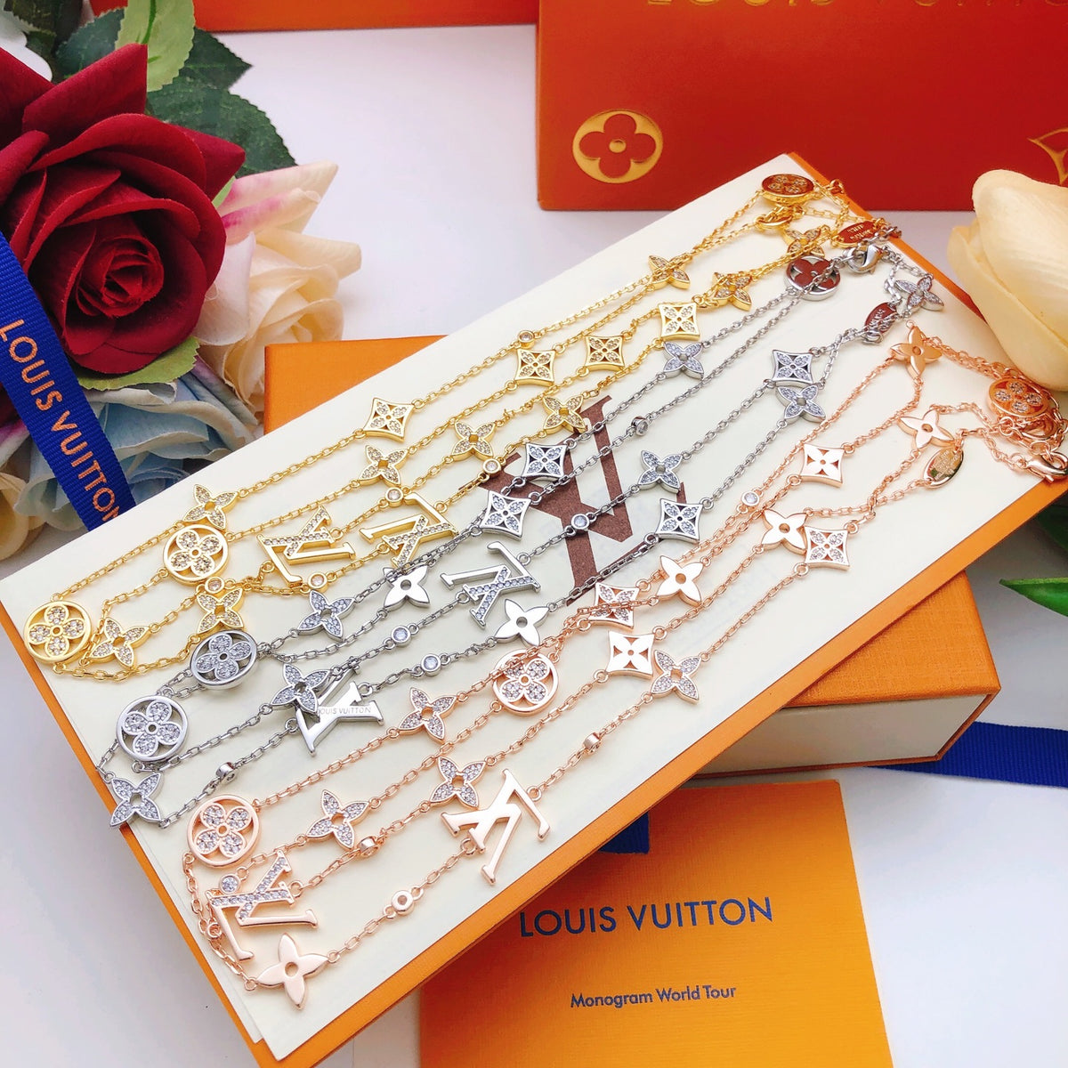 Geometric Emblem Pendant Necklace in Rose-Gold-Tone – Rose Gold Detail – Design 006 styled product view