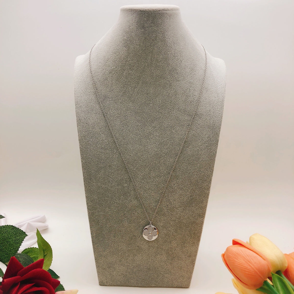Round Pendant Necklace in Gold-Tone – Design 006 front product view