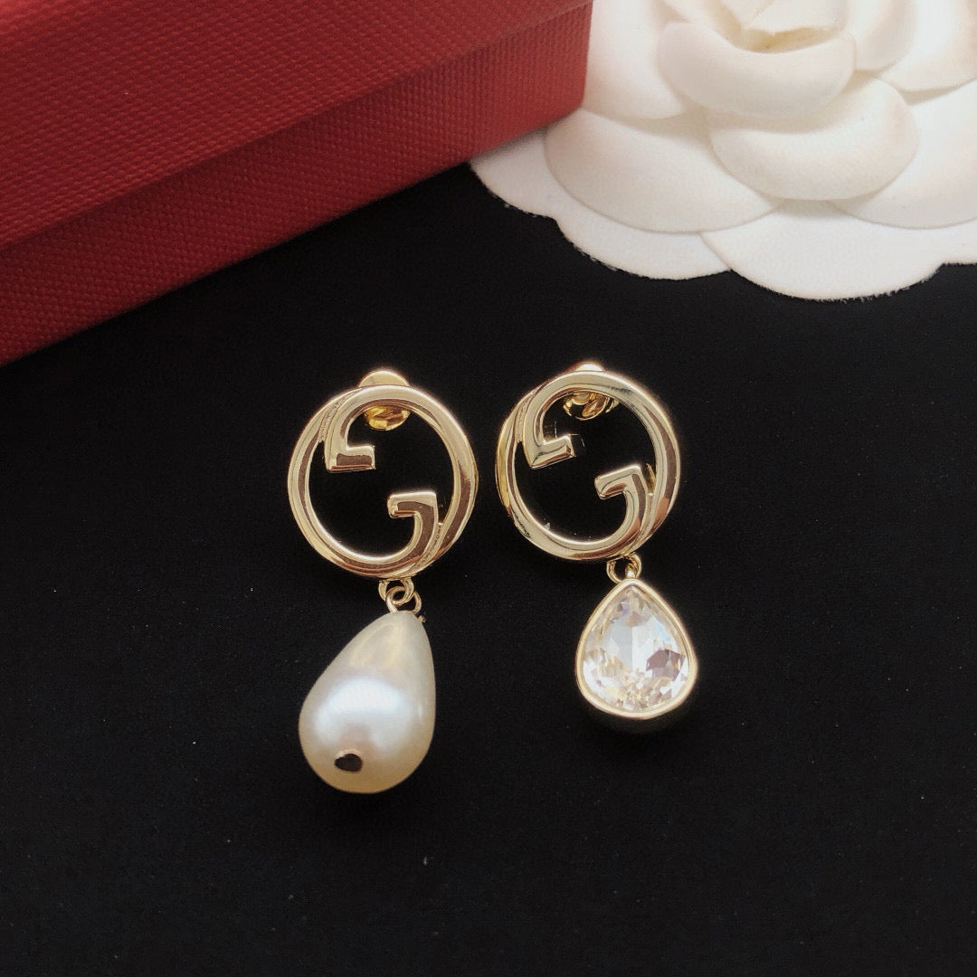 Geometric Emblem Statement Earrings in Gold-Tone – Design 003 styled product view
