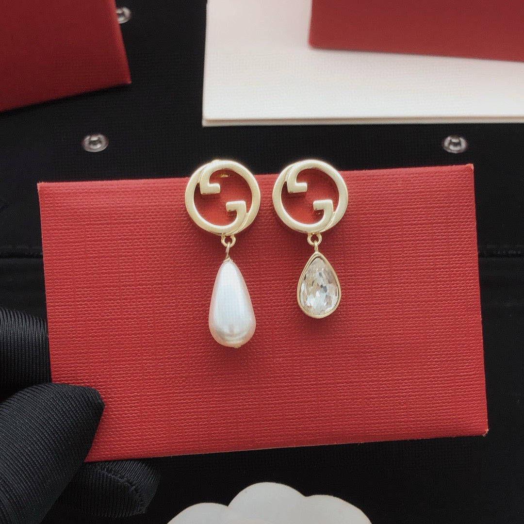 Geometric Emblem Statement Earrings in Gold-Tone – Design 003 front product view