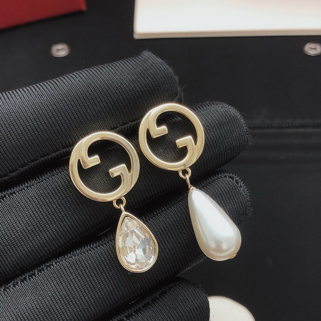 Geometric Emblem Statement Earrings in Gold-Tone – Design 003 detail view