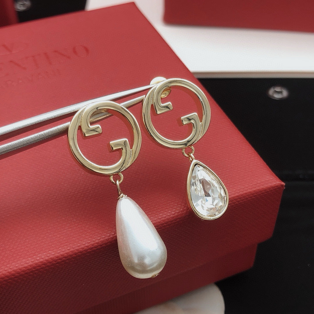Geometric Emblem Statement Earrings in Gold-Tone – Design 003 front product view
