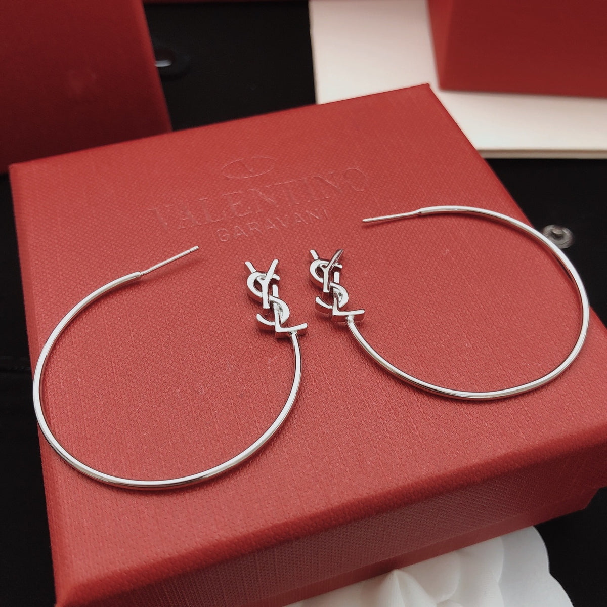 Round Statement Earrings in Silver-Tone side detail
