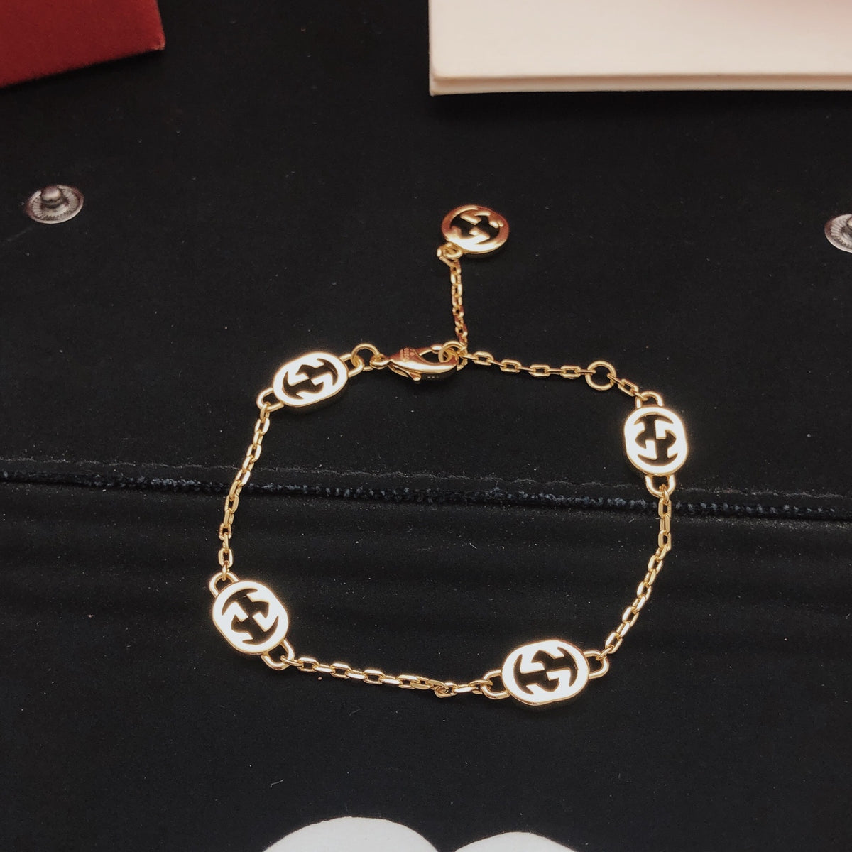 Geometric Emblem Bracelet in Gold-Tone – Design 007 detail view