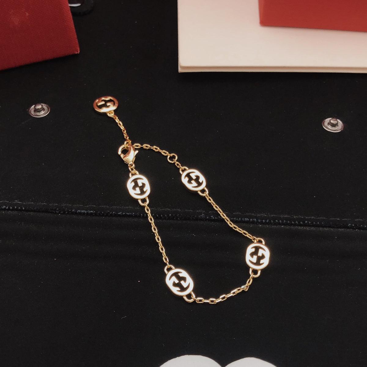 Geometric Emblem Bracelet in Gold-Tone – Design 007 front product view