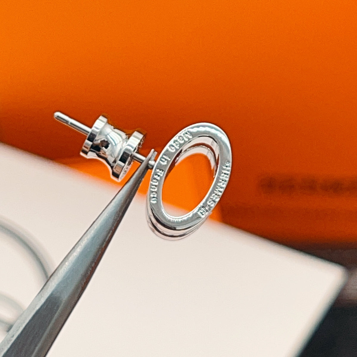 Geometric Emblem Stud Earrings in Silver-Tone styled product view