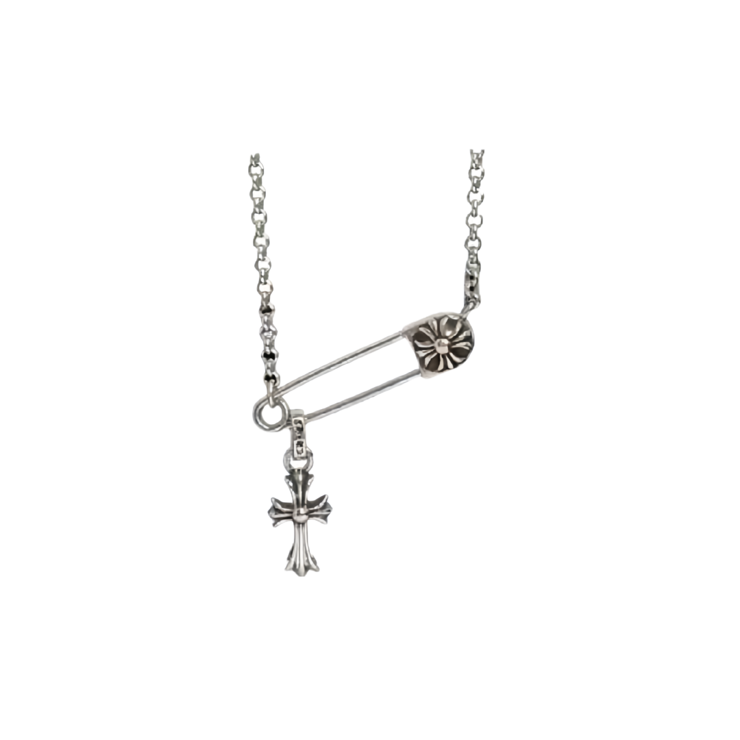 Signature Emblem Pendant Necklace in Polished Metal-Tone – Design 087 front product view