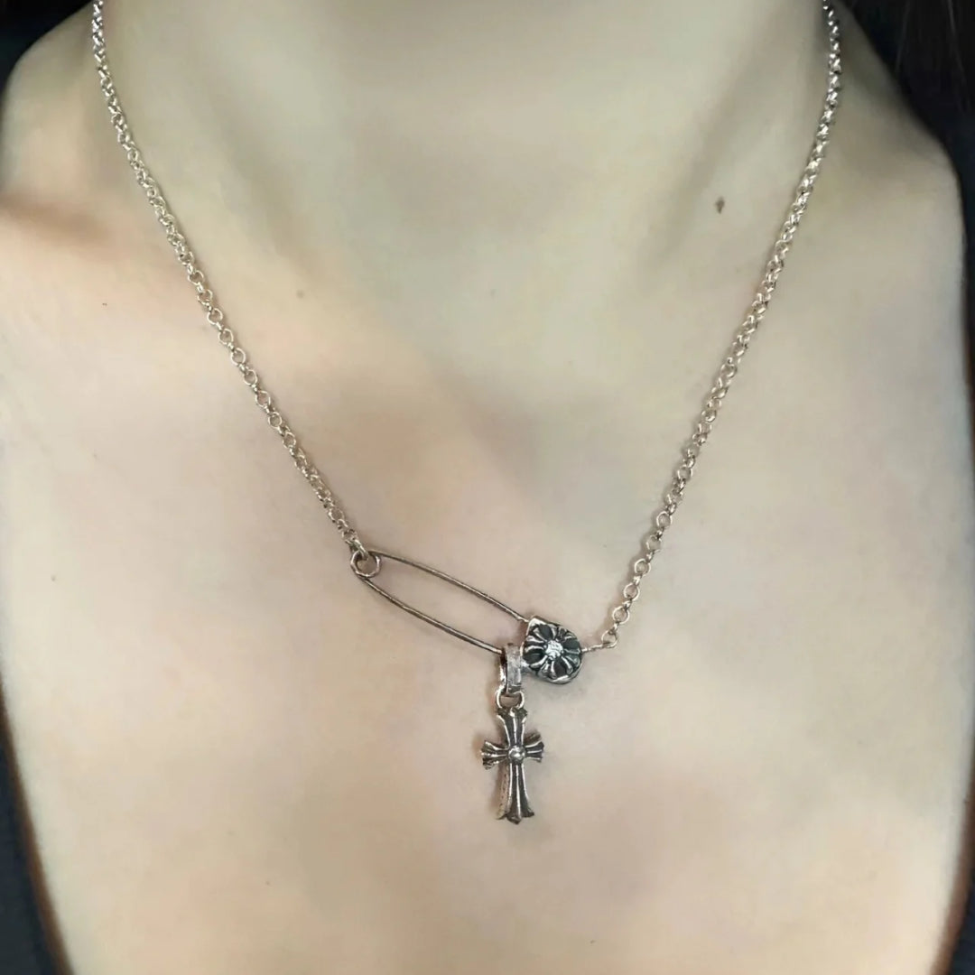 Signature Emblem Pendant Necklace in Polished Metal-Tone – Design 087 main product view
