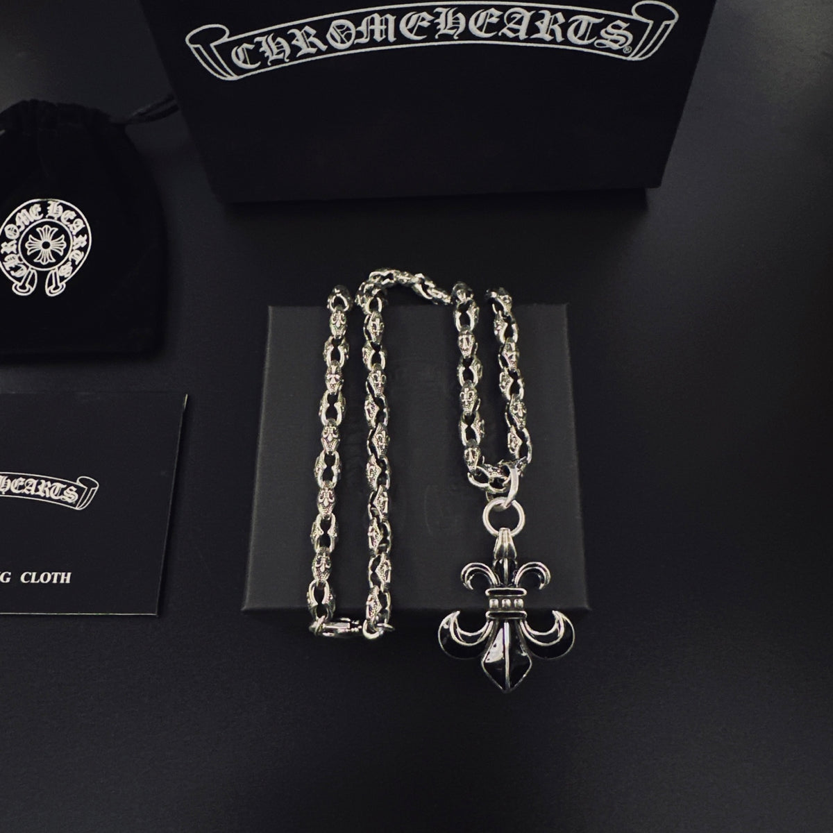 Signature Emblem Pendant Necklace in Polished Metal-Tone – Design 043 main product view