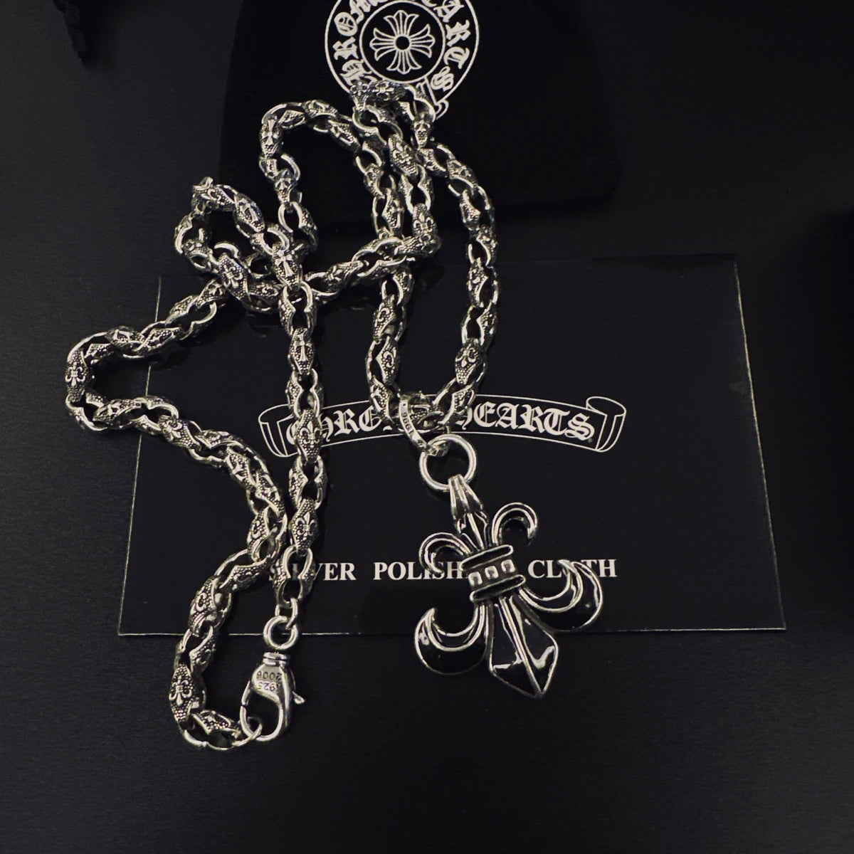 Signature Emblem Pendant Necklace in Polished Metal-Tone – Design 043 main product view