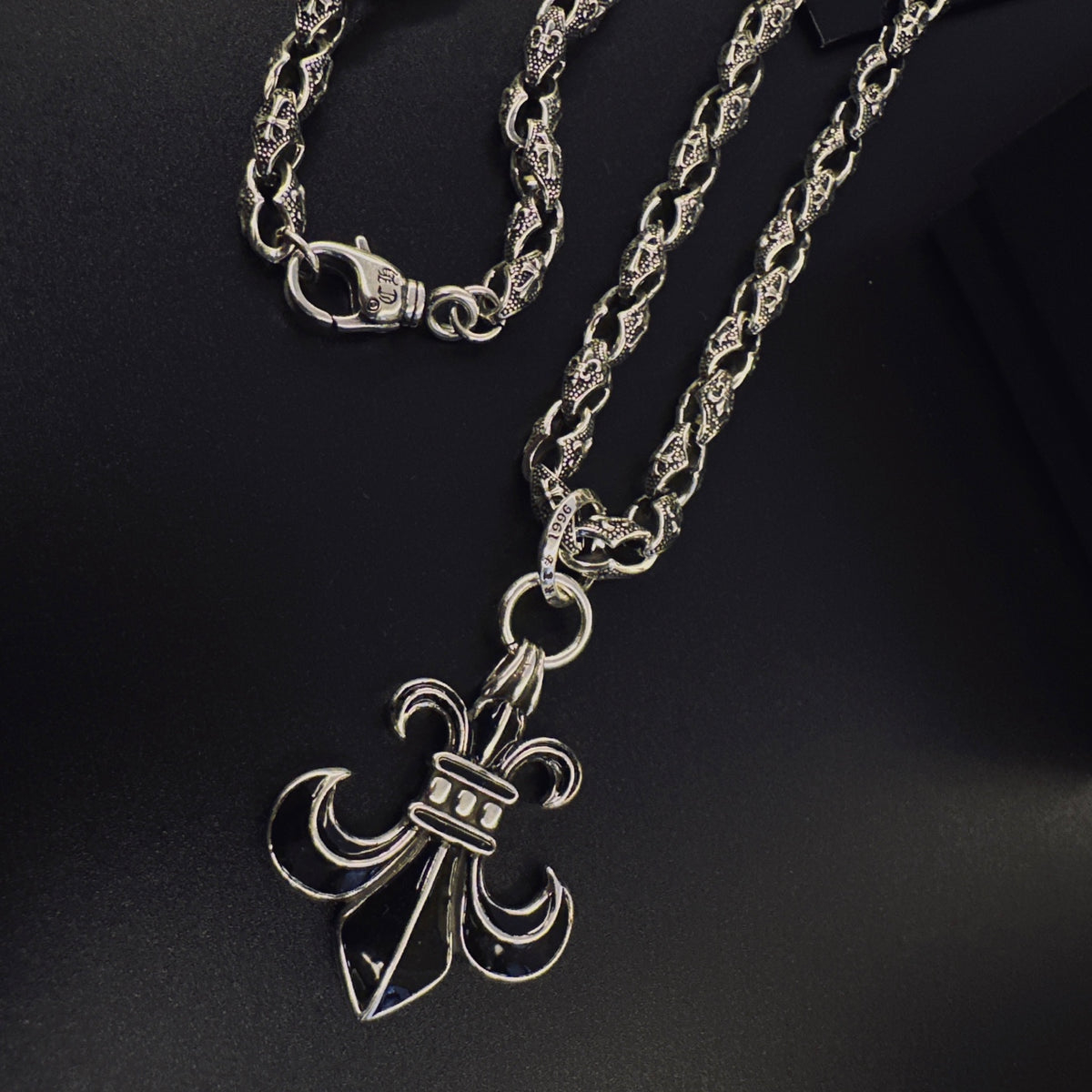 Signature Emblem Pendant Necklace in Polished Metal-Tone – Design 043 styled product view