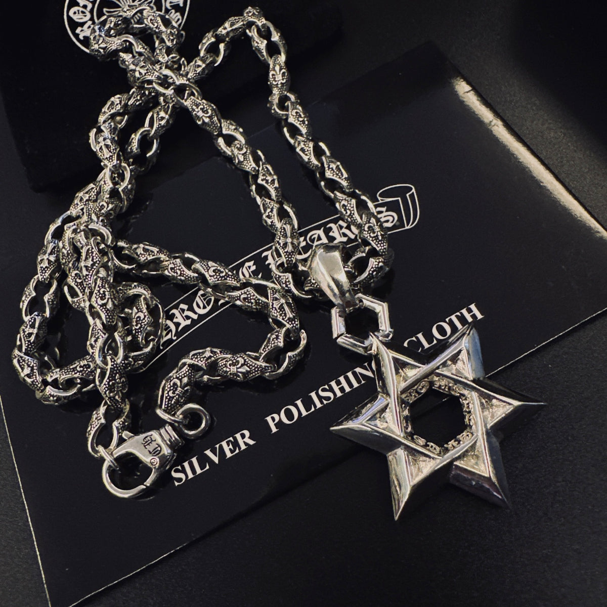 Cross Pendant Necklace in Antique Silver-Tone – Design 13 side detail