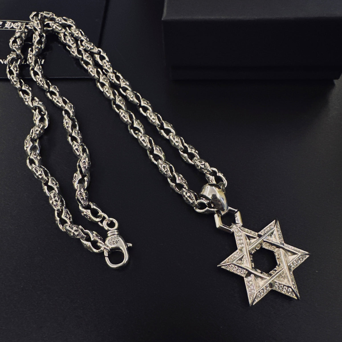 Cross Pendant Necklace in Antique Silver-Tone – Design 13 close-up detail