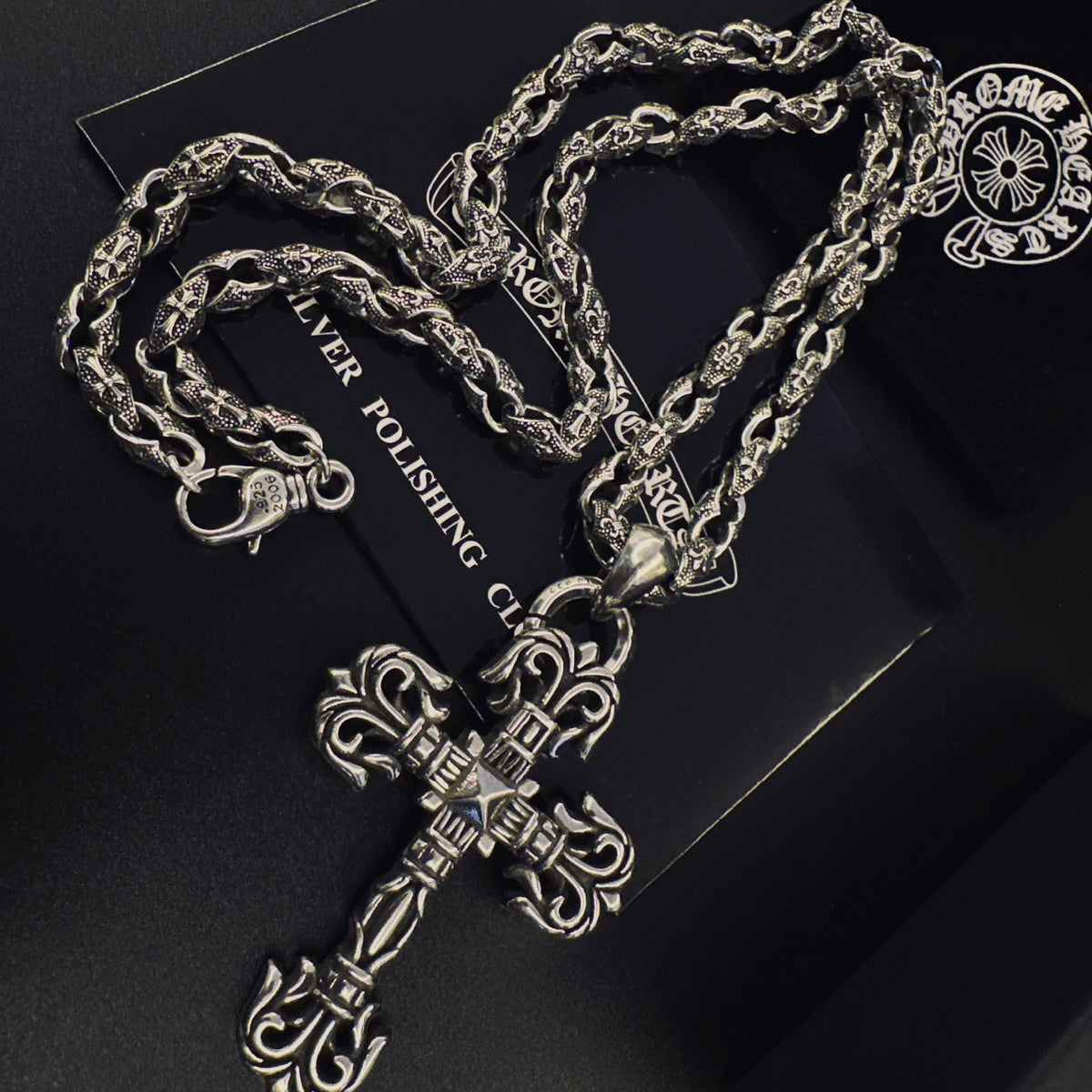 Signature Emblem Pendant Necklace in Polished Metal-Tone – Design 041 styled product view