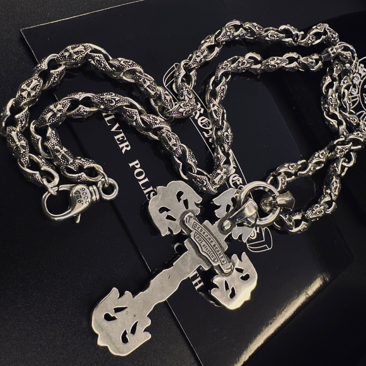 Signature Emblem Pendant Necklace in Polished Metal-Tone – Design 041 front product view