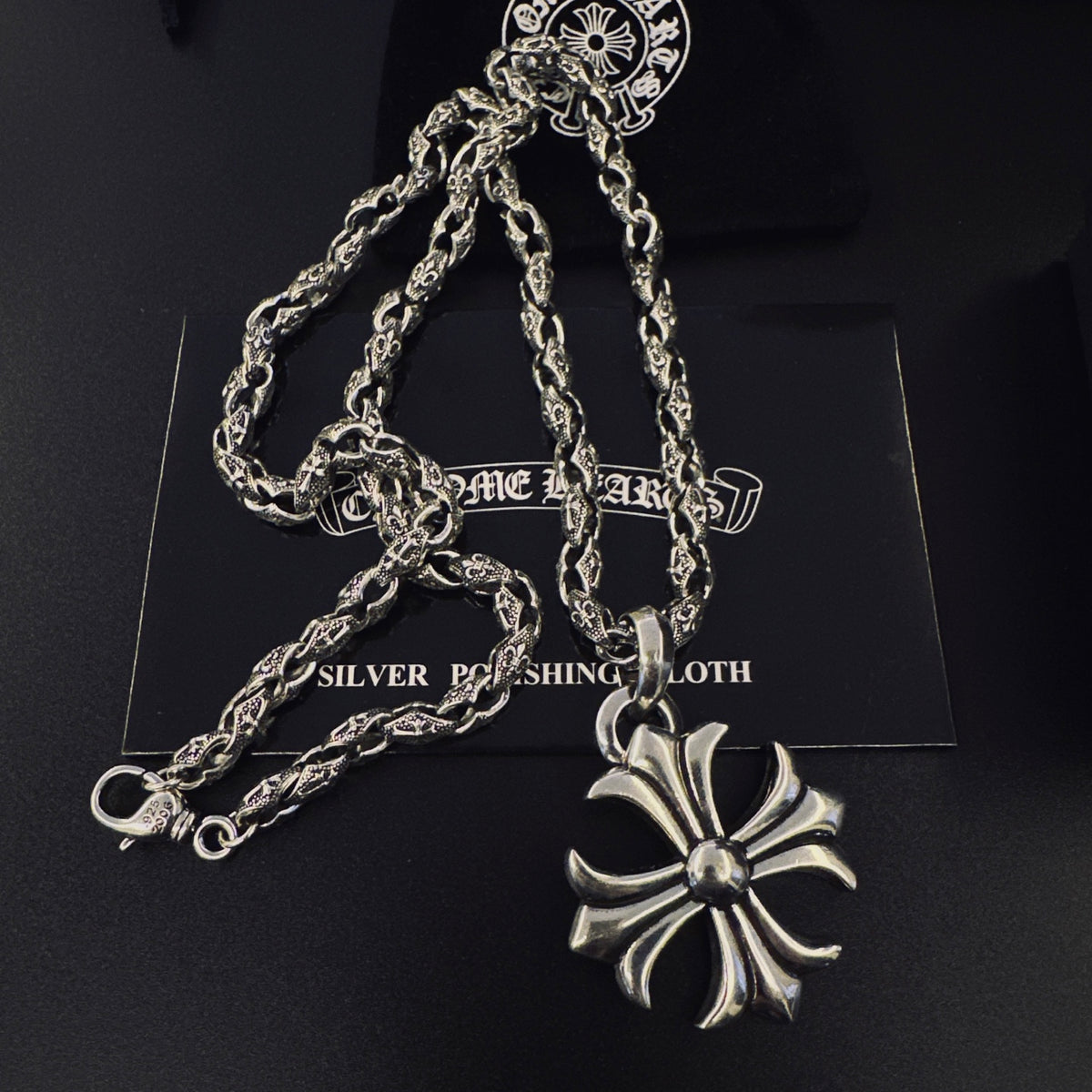 Cross Pendant Necklace in Antique Silver-Tone – Design 11 front product view