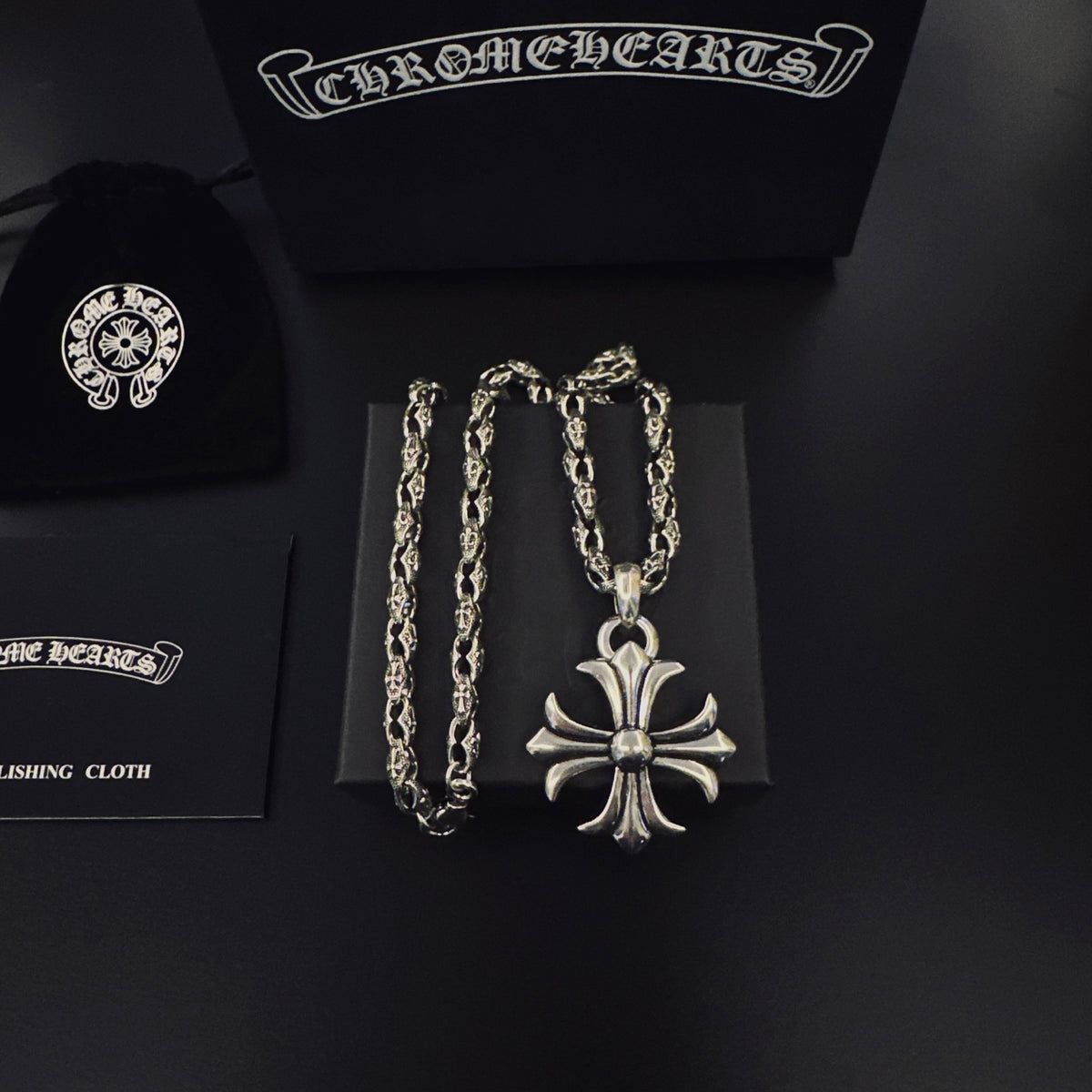 Signature Emblem Pendant Necklace in Polished Metal-Tone – Design 040 main product view