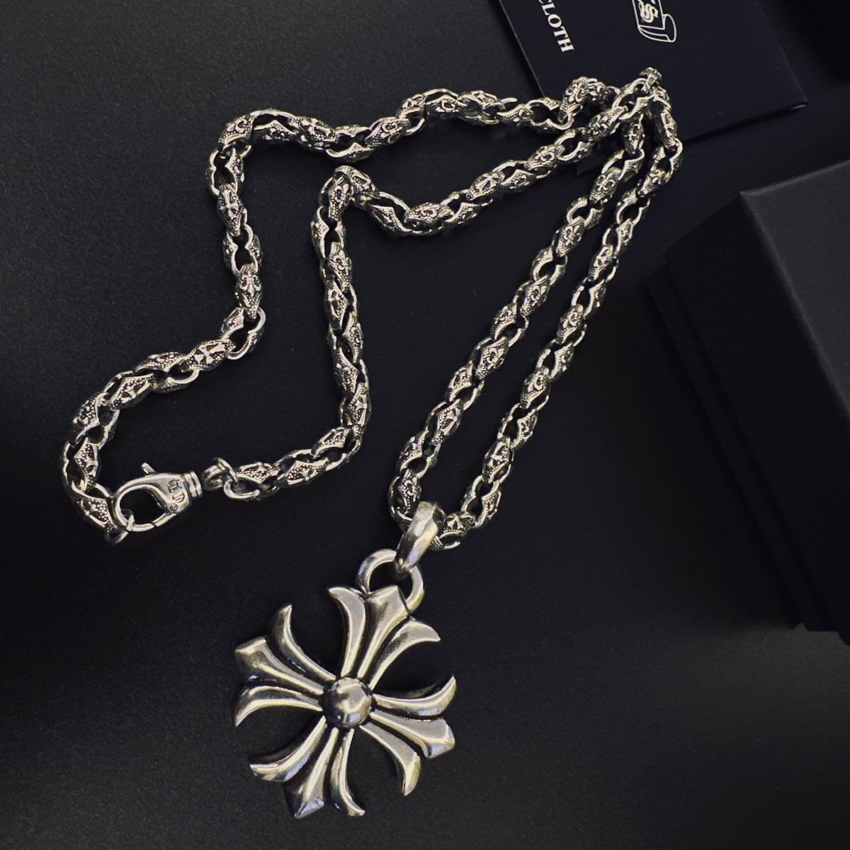 Signature Emblem Pendant Necklace in Polished Metal-Tone – Design 040 styled product view
