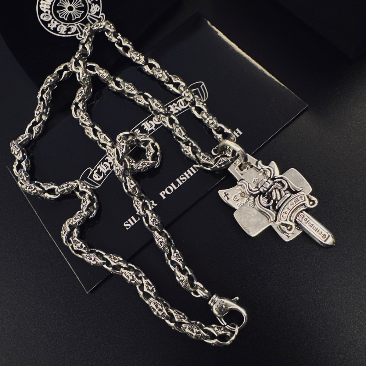 Cross Pendant Necklace in Antique Silver-Tone – Design 10 styled product view