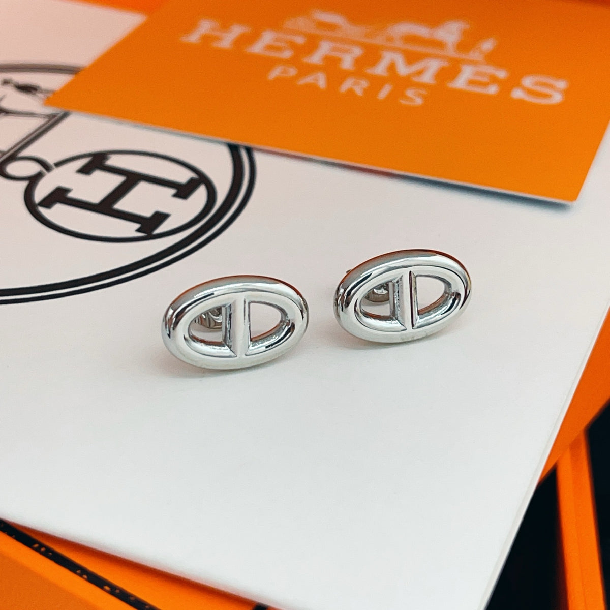 Toggle Stud Earrings in Silver-Tone close-up detail