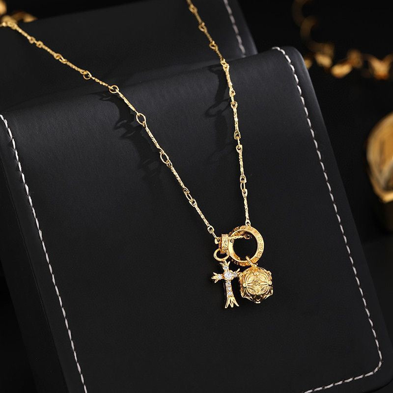 Cross Pendant Necklace in Gold-Tone – Design 04 main product view