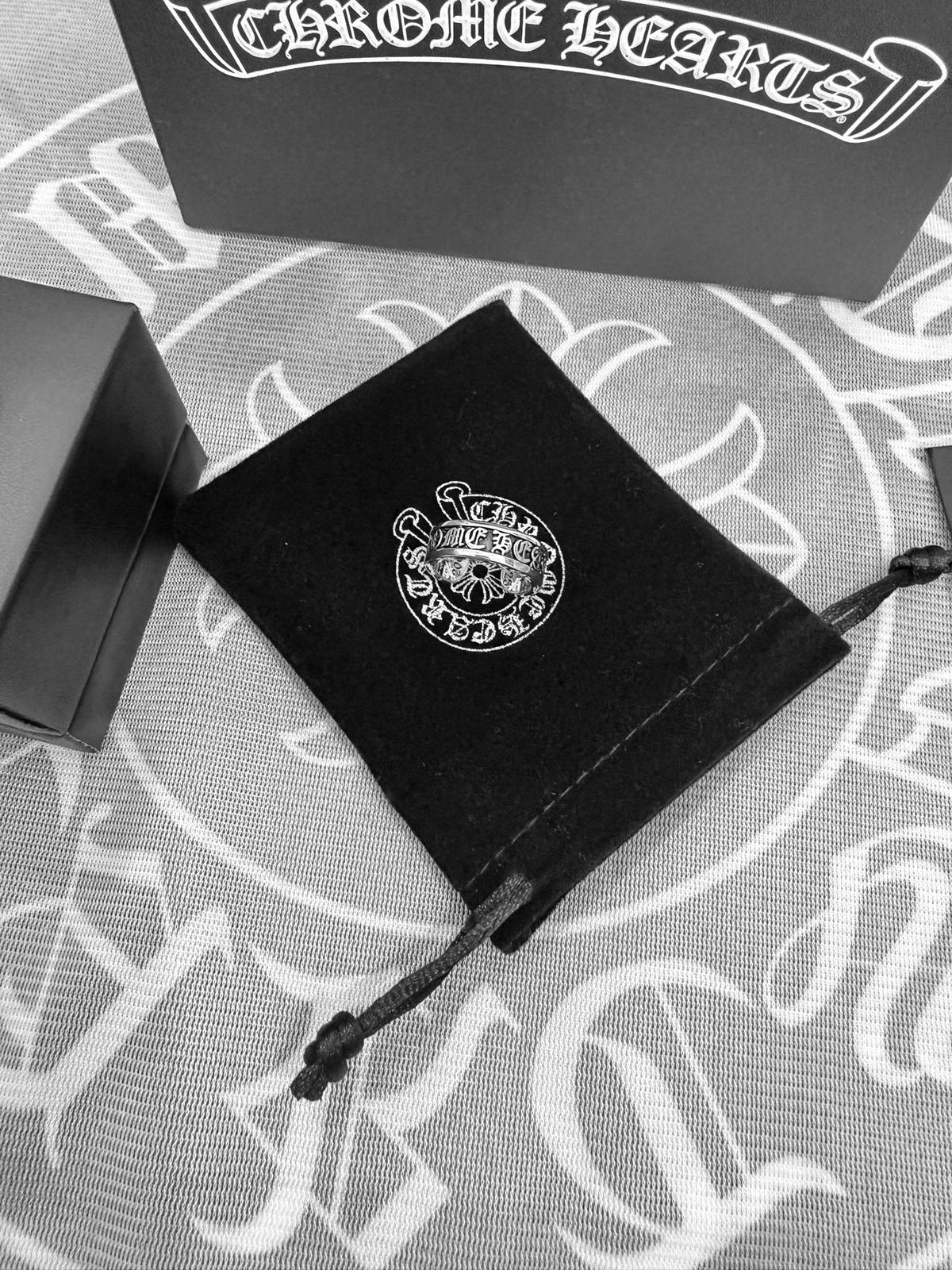 Signature Emblem Statement Ring in Polished Metal-Tone – Design 019 detail view